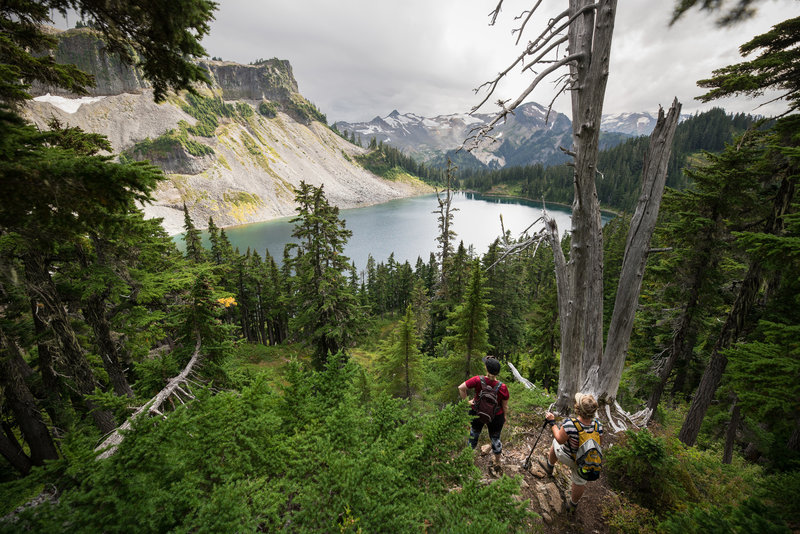 Taking a moment to stop and look back at Iceburg Lake.