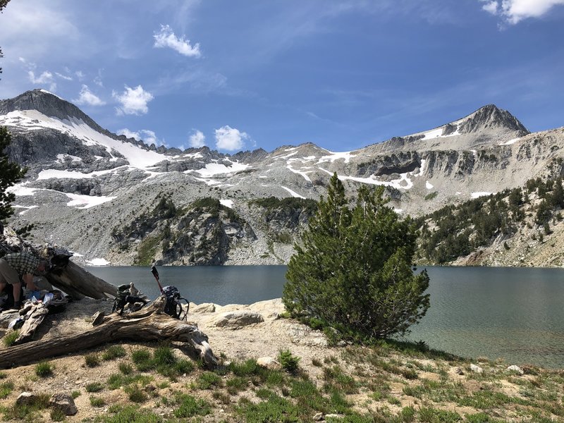 Glacier Lake with Glacier Peak on left, Eagle on the right