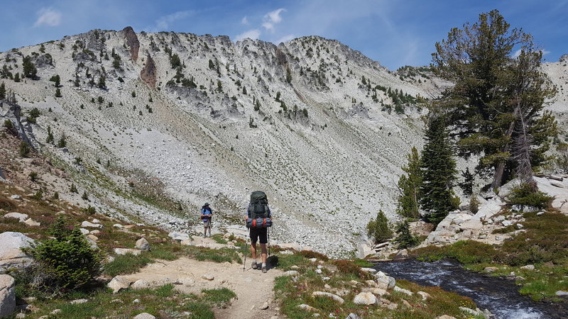 Glacier Lake outlet with trail heading down to Frazier Lake