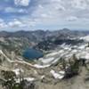 Glaicer Lake from Eagle Cap Summit looking east.  The Wallowa River canyon is visible.