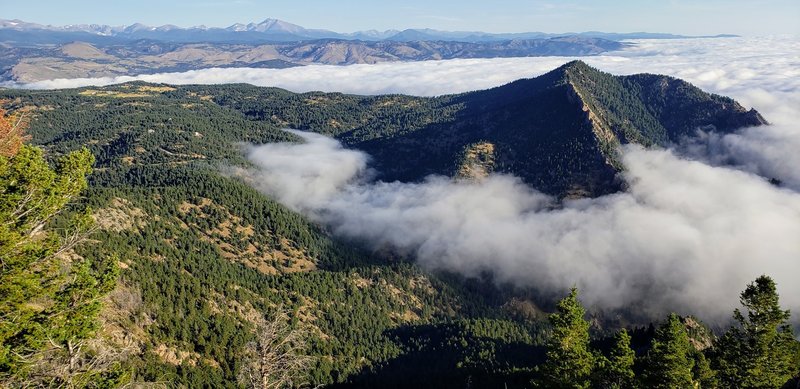 Looking northward from Bear Peak, with Boulder under a cloud.