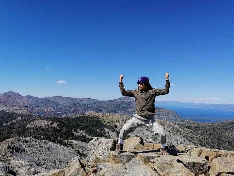 A relatively short but strenuous hike towards the Ralston Peak led to a rewarding view of the Desolation Wilderness. Among the visible landmarks from this picture are Mt. Tallac, Lake Tahoe, and the Fallen Leaf Lake.