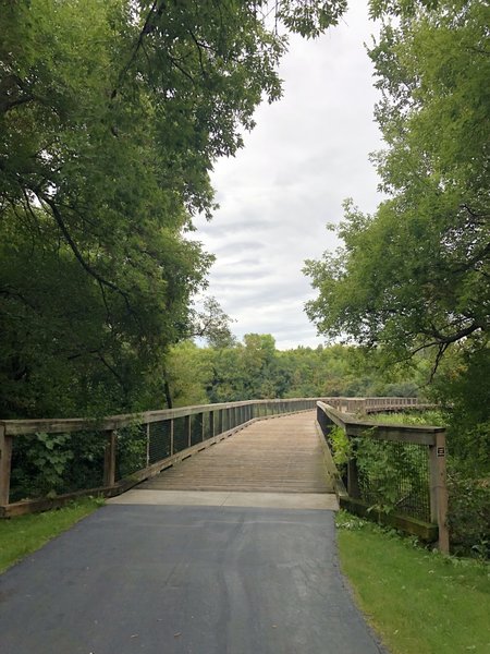 Boardwalk/wooden bridge on the trail.