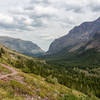 View from Pitamakan Pass Trail / Continental Divide Trail as you descend from Oldman Lake towards Two Medicine