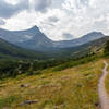 Flinsch Peak and Mount Morgan determine the background as you ascend to Pitamakan Pass