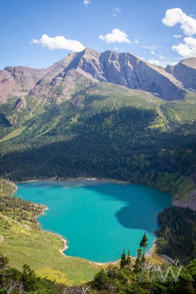 View of Grinnell Lake seen on the way to Grinnell Glacier