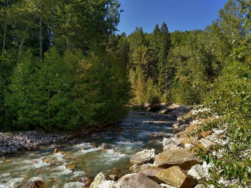 Canyon Creek near the start of Canyon Creek Trail, downstream of its run through the canyon.