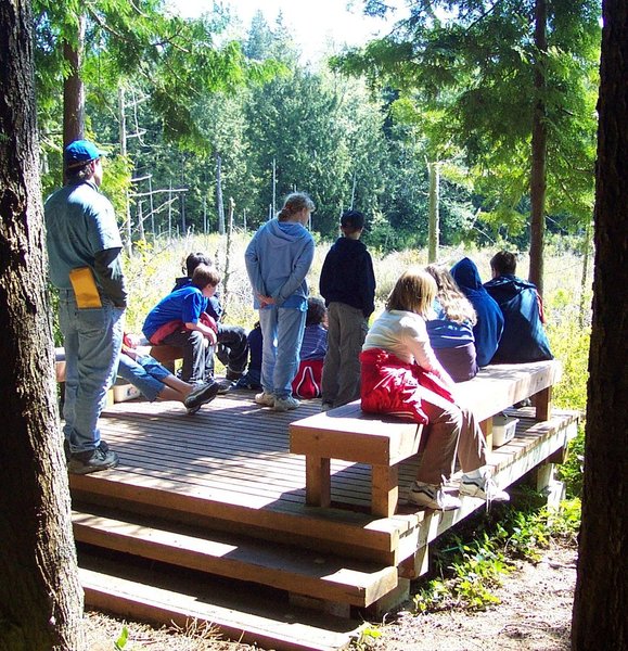 5th graders learn about wetlands at "The Quiet Place" on Upper Hawk's Pond.