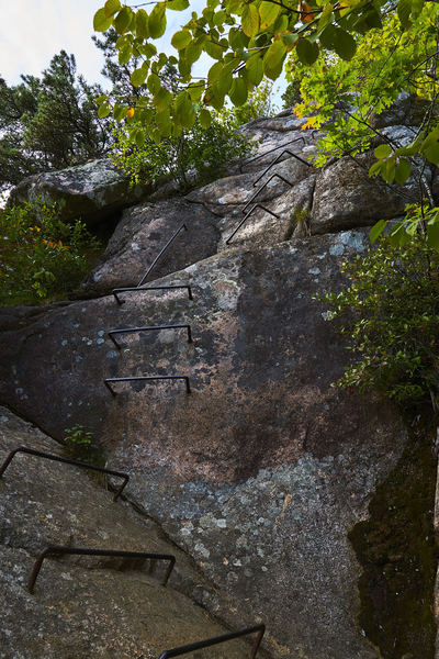The staple-like rungs of the precipice trail bring you up the steeper sections.