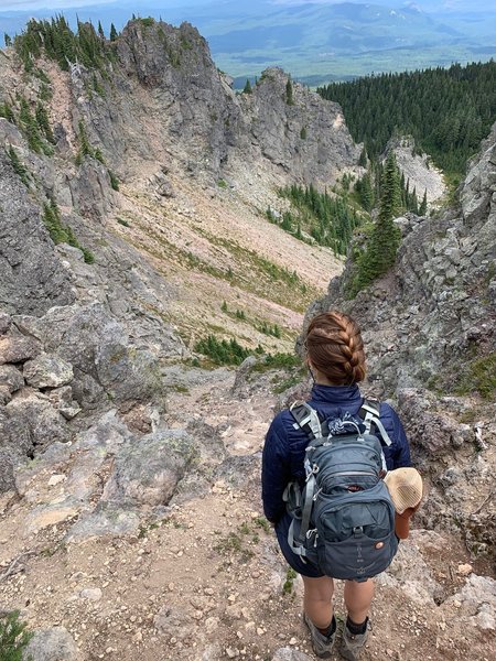 Looking down the main route up Lemie Rock