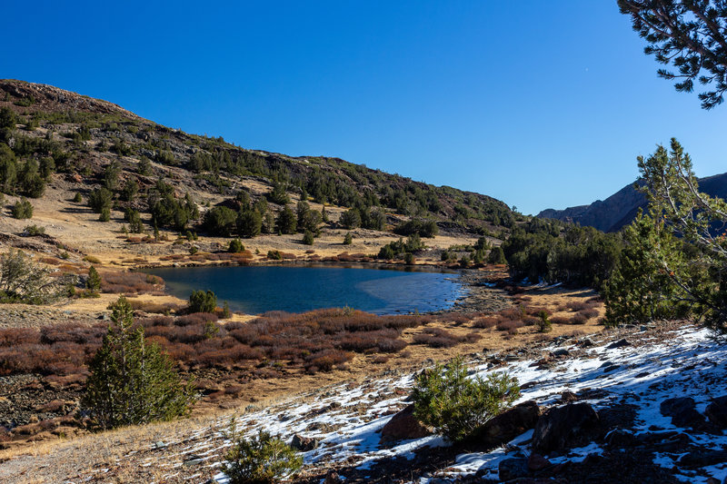 Summit Lake and the first snow of the season