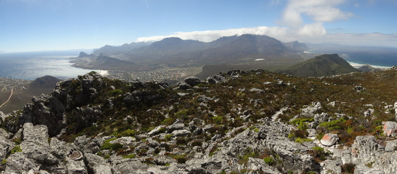 View from the beacon. False bay to the left, Gansbaai to the right.