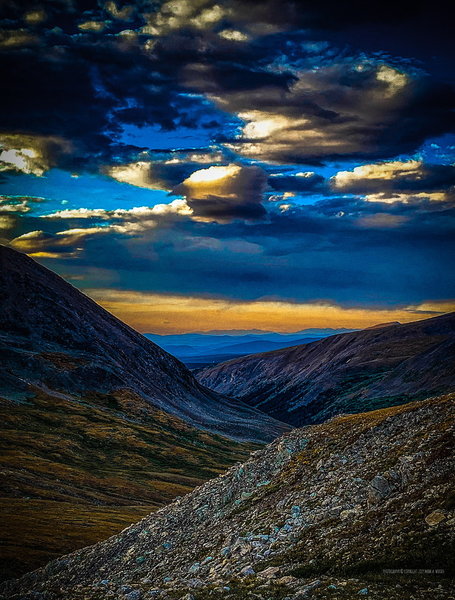 East towards Alma at halfway to the summit of Mount Democrat.