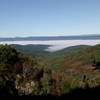 Looking down Overall Run valley towards Massanutten ridges, with clouds blanketing the Shenandoah Valley.