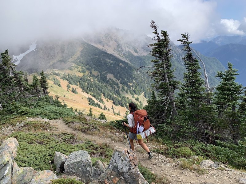 This was a cool place. Heading down the ridge from Constance Pass toward Home Lake.