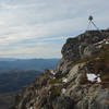 Part of the seismic equipment and the view west to the Coastal Range from the top of Coldwater Peak