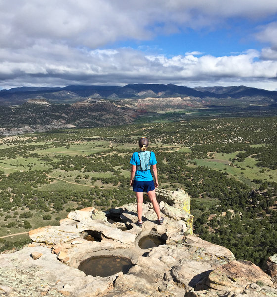 Well-deserved break at Island in the Sky overlooking Oil Well Flats BLM Recreation Area