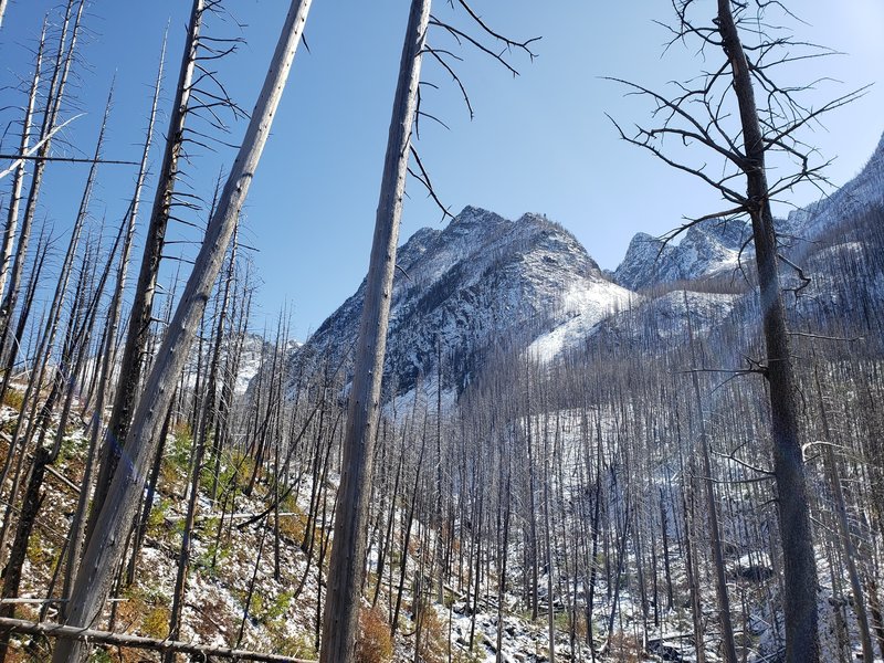 Looking up the drainage, October 6th 2019.