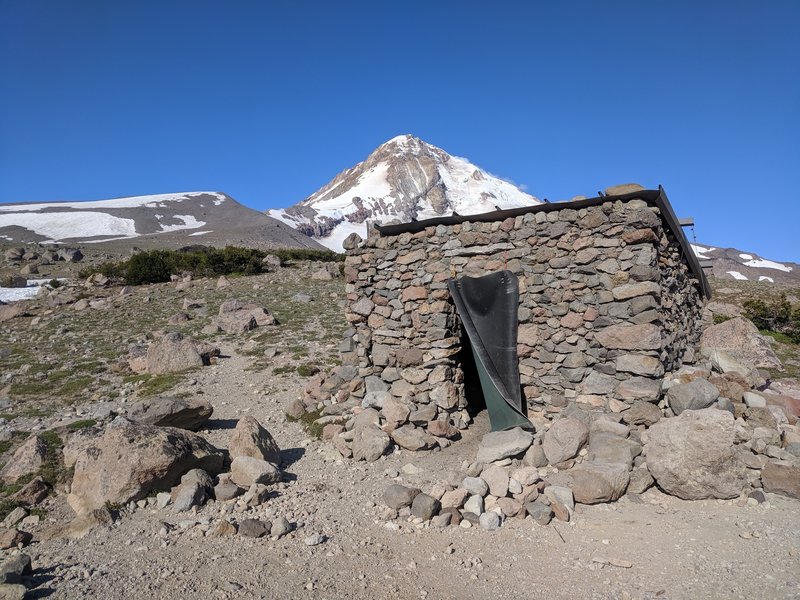 Rock shelter with Hood in background