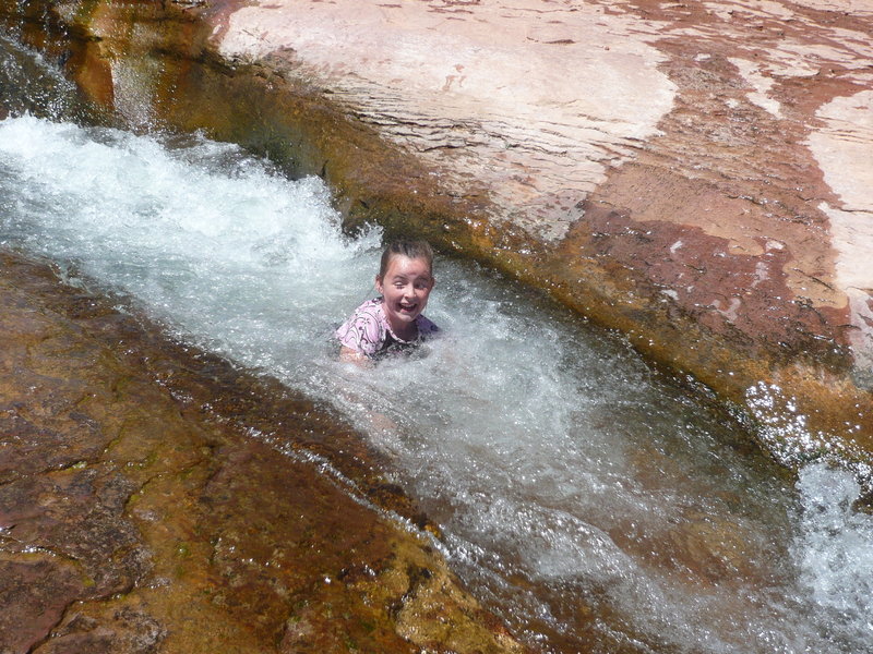 Sliding at Slide Rock State Park.