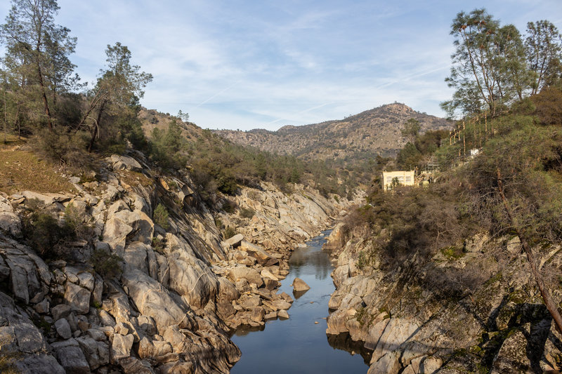 San Joaquin River with the hydroelectric power plant on the right