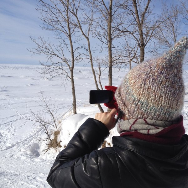 Frozen lake viewpoint on the Beach Trail.