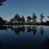 Lake foreground, ocean background.