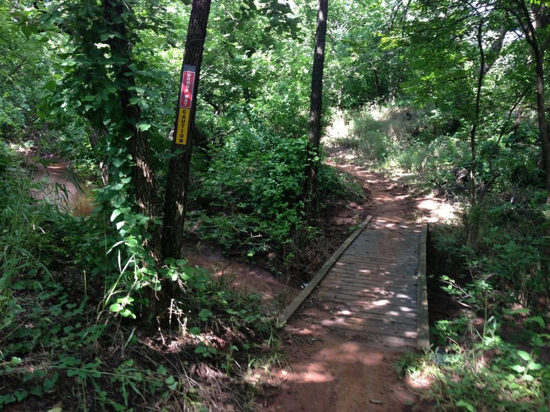 One of the popular sections of mountain bike trail in Bluff Creek Park