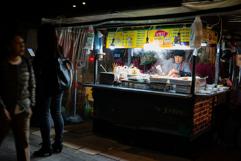 You can pack light for a hike through Seoul, no shortage of street food available.