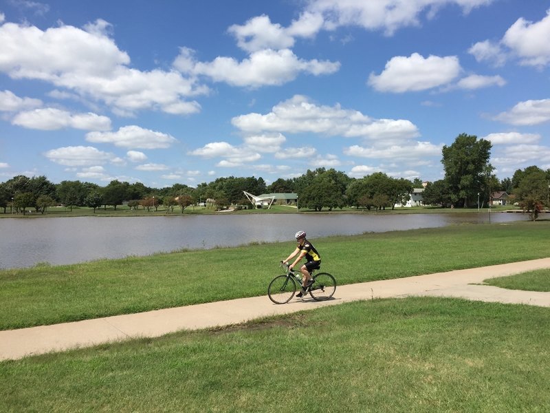 Riding around the park.