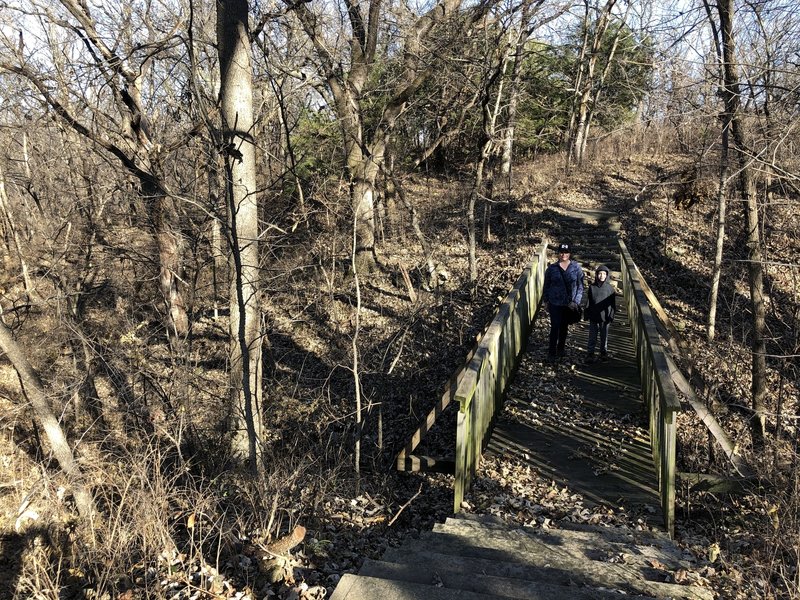 This bridge cuts across the valley that the trail goes around.