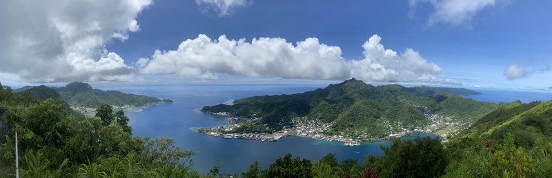 Panorama from the Summit of Mount Alava. You can see a majority of the Island and Pago Pago Harbor from here.