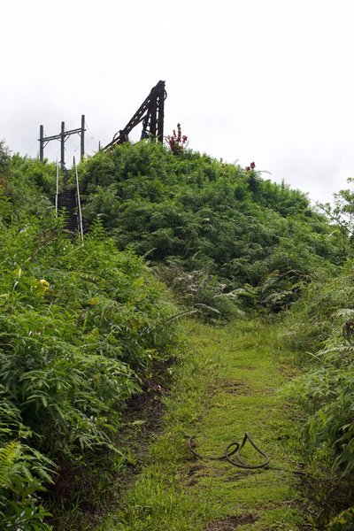 The final push to the summit includes a climb up a series of steps. Some of the steps were in need of repair, so test the step before you put your full weight on it.