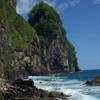 When the trail ends on the beach, you get great views of Pola Island and the waves crashing into the rocky shoreline.