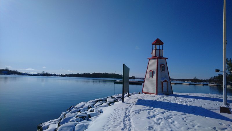 Lighthouse at the entrance to the Gananoque marina on the St. Lawrence River.