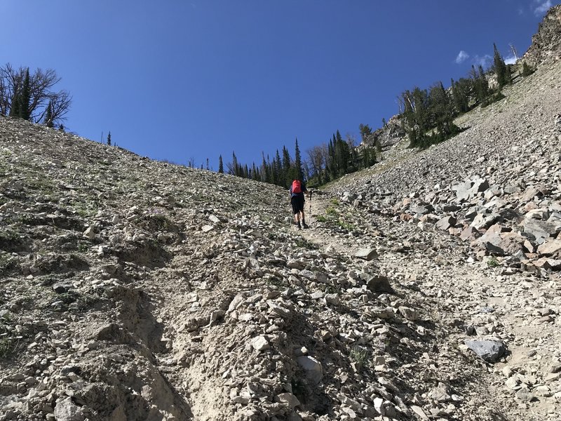 Hiking up Talus slope to Big Lost lake