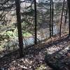 Looking toward a small body of water a few yards from the trail.