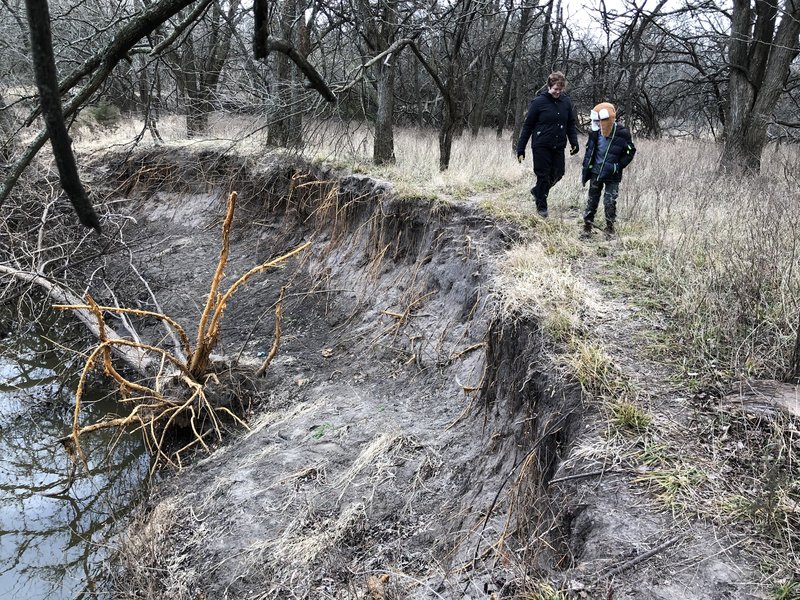 The creek claimed about 4 foot of land during flooding in May 2019.