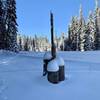 Fresh snowfall on our new trail marker