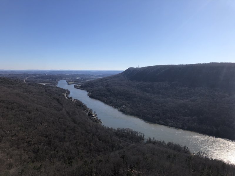 View of the Tennessee River and, in the distance, Chattanooga.