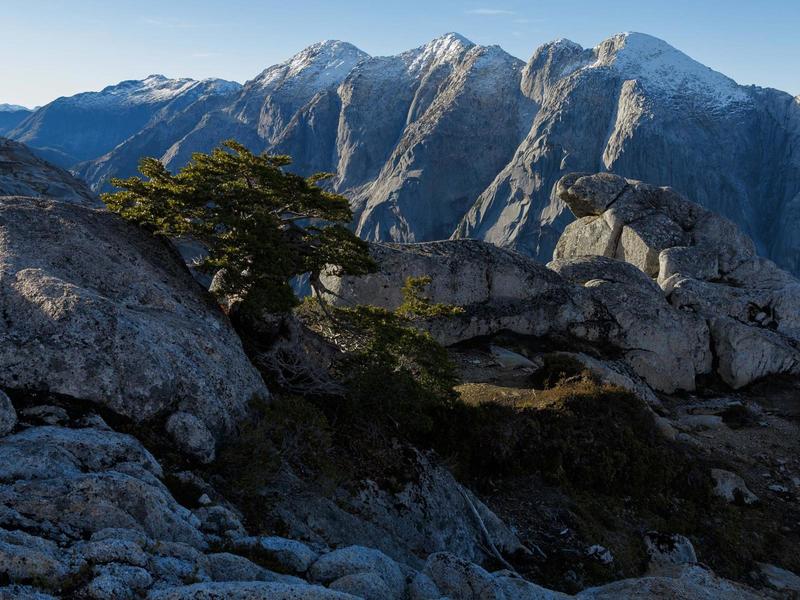 Snow-capped peaks near the summit