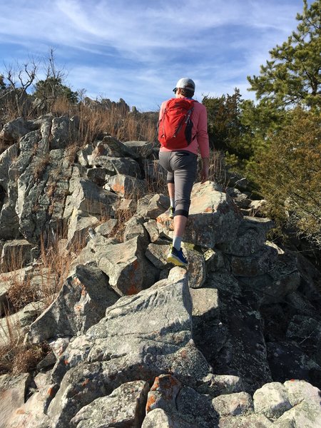 Walking along the ridge proper.