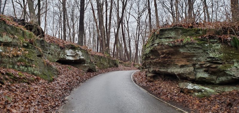 Road passing through rock