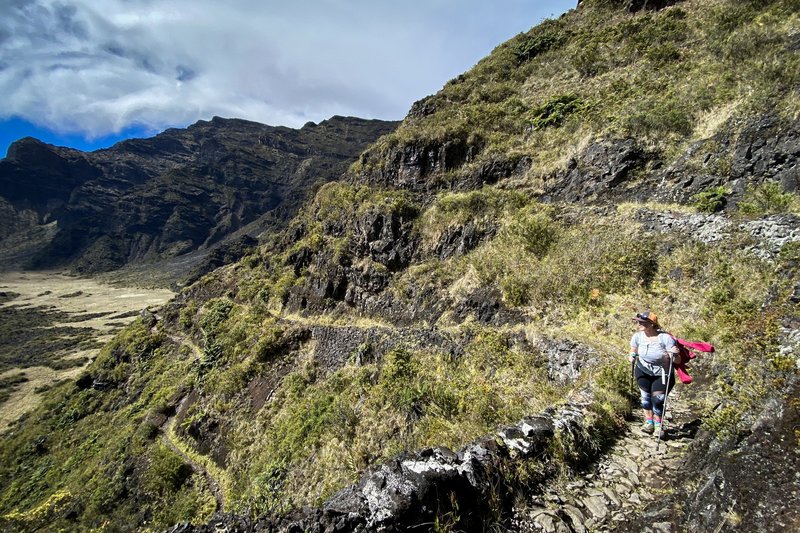 Ashley makes her way upwards on the long climb.