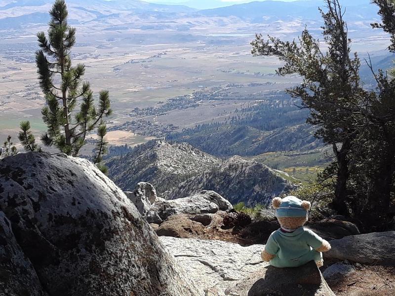 Carson Valley from granite bench at Crew Leader's Vista near Mott Canyon