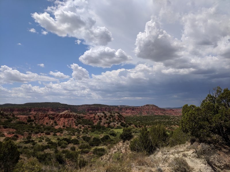 Gorgeous view from Eagle point trail with storm brewing at right (North). July 2018.