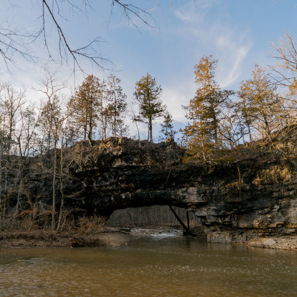Clifty Creek Natural Bridge Spanning Little Clifty Creek as the Two Merge, Seen from the South Side
