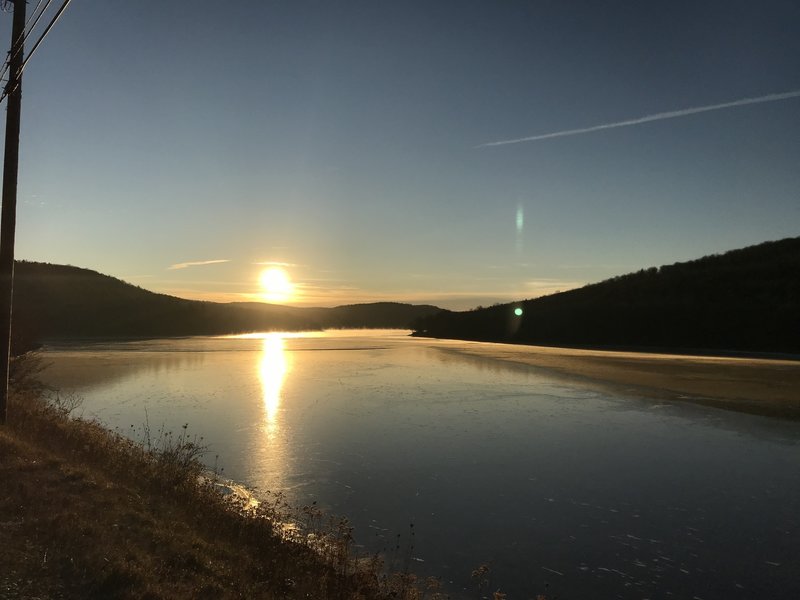 Sunrise over the Harriman Reservoir.