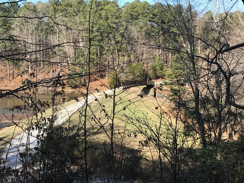 Reedy Creek Lake Dam and spillway as seen from the S. Turkey Creek MUT.