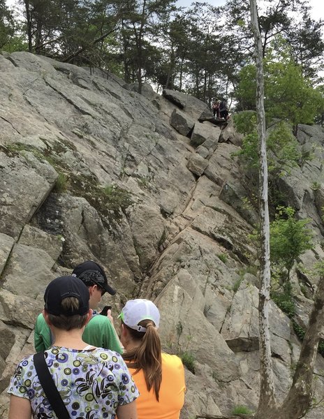 Notice that the trail goes diagonally up this rock face.